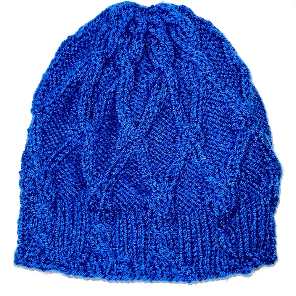 ⭐️ HANDMADE CUSTOM BLUE KNIT HAT ⭐️BEAUTIFULLY MADE W/ ❤️